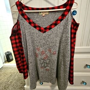 Cold shoulder Christmas shirt